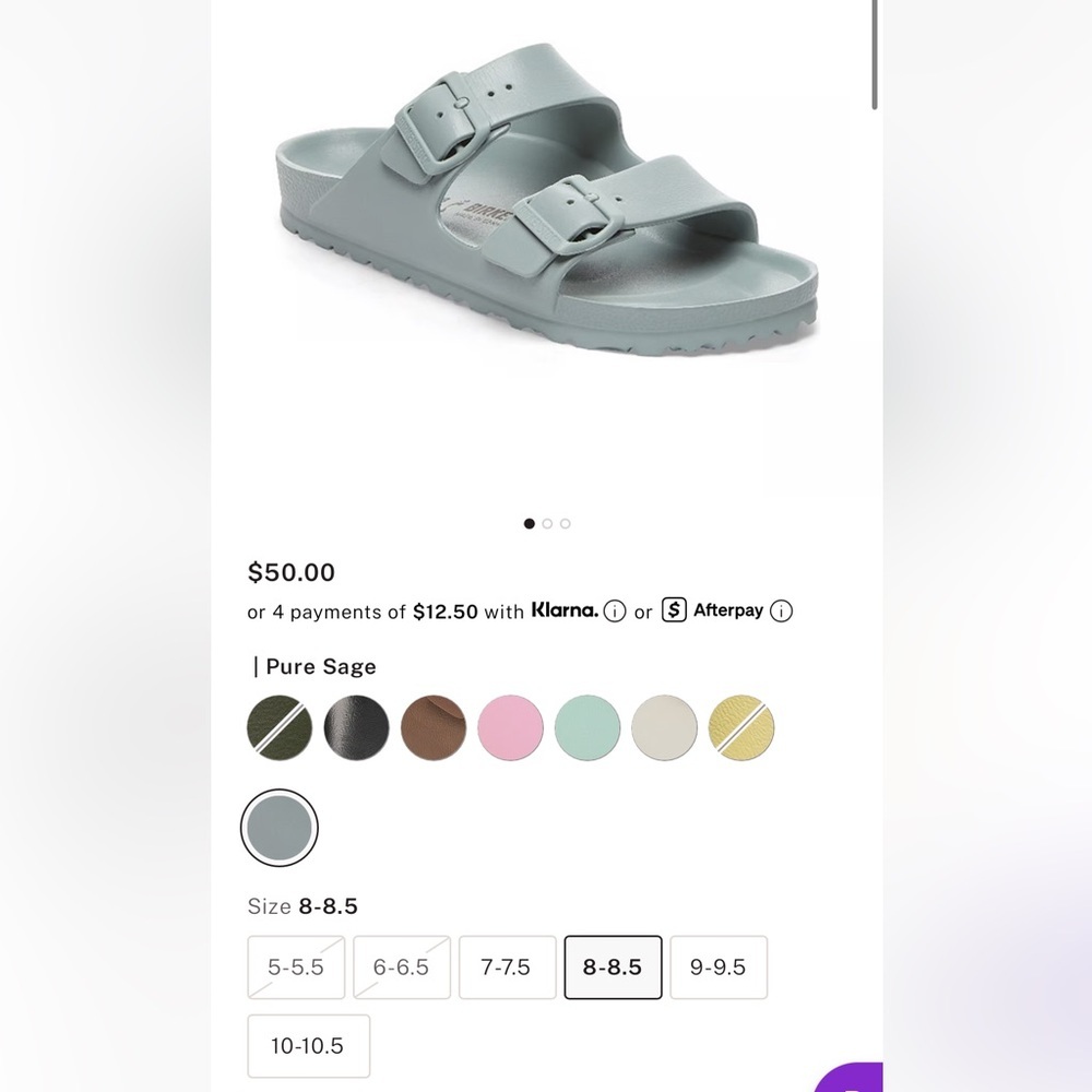 New NIB Birkenstock Arizona Eva sandals sage green 8-8.5 or 39 - Picture 3 of 6